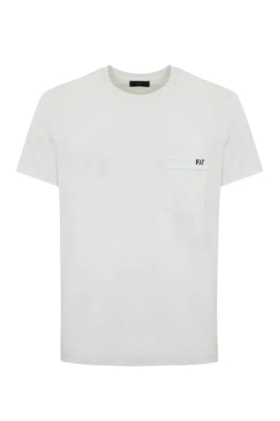 Fay Cotton Logo T-shirt In Bianco