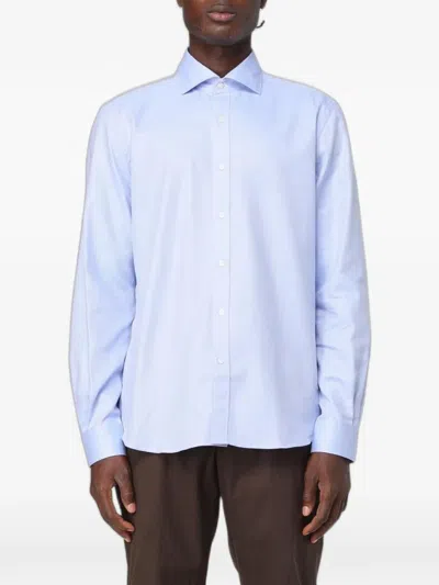 Fay Cotton Longsleeved Shirt In Blue