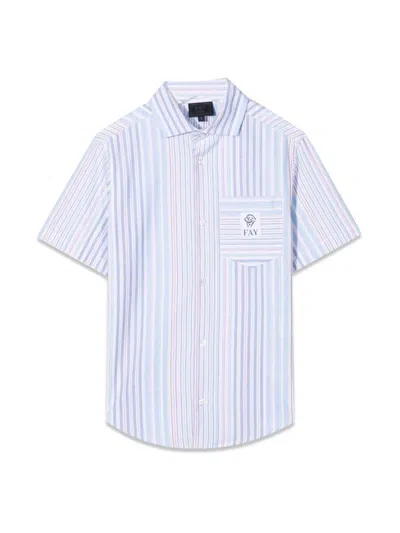 Fay Cotton Mini Shirt For Boys In White