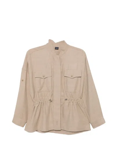 Fay Cotton Overshirt In Neutral
