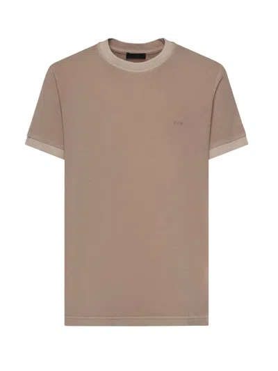 Fay Cotton Pique T-shirt In Brown