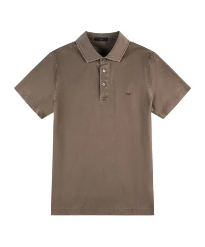 Fay Cotton Polo Shirt In Brown