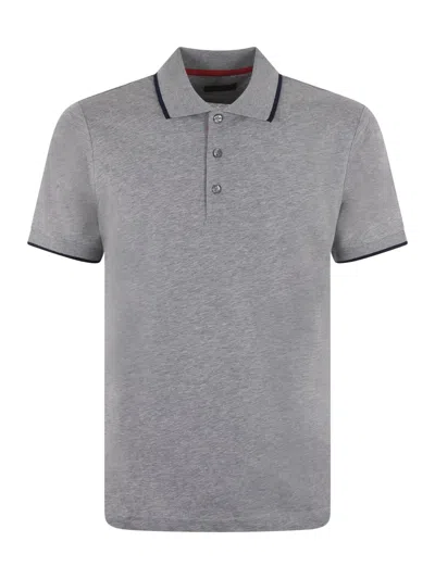 Fay Cotton Polo Shirt In Grigio Melange