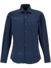Fay Cotton French Collar Shirt In Blau