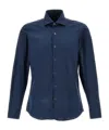 Fay Cotton French Collar Shirt In Blue