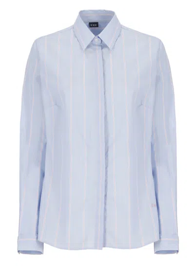 Fay Cotton Shirt In Light Blue