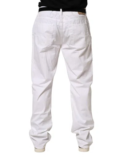 Pre-owned Fay Cotton Stretch Straight Casual Men Blue Trouser Men's Jeans () In White