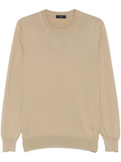 Fay Cotton Sweater In Neutrals