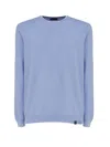 Fay Cotton Sweater With Round Neck In (azzurro)+(bianco)