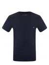 Fay Black T-shirt In Cotton With Pocket And White Logo In Blue
