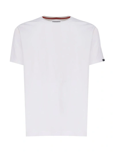 Fay Cotton T-shirt With Contrasting Color Collar In White