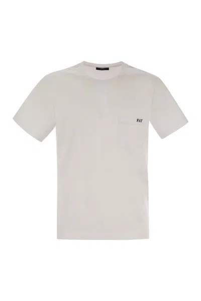 Fay Cotton T-shirt With Pocket In White
