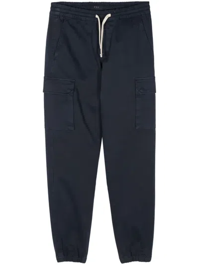 Fay Cotton Tapered Cargo Trousers In Blue