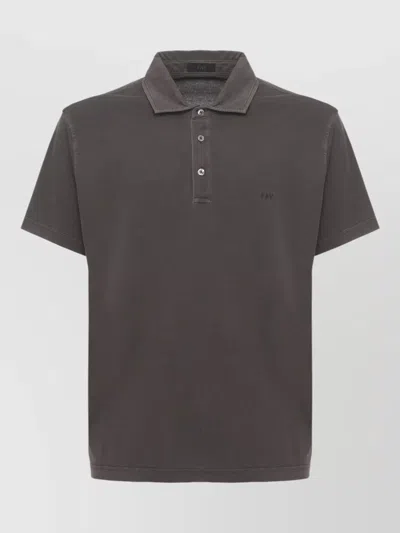 Fay Cotton Three Button Polo Straight Cut In Gray
