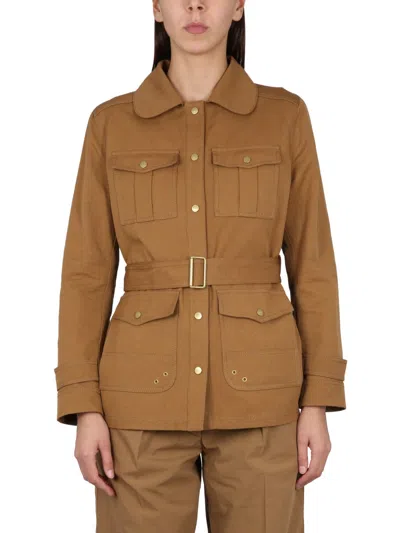 Fay Cotton-linen Blend Safari Jacket In Brown