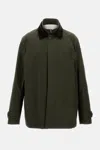 Fay Men Short Morning Raincoat In Cotton And Nylon Faille In Green