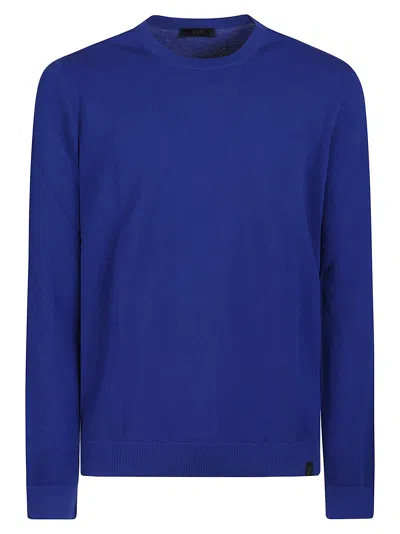 FAY CREW NECK BLUE COTTON SWEATER