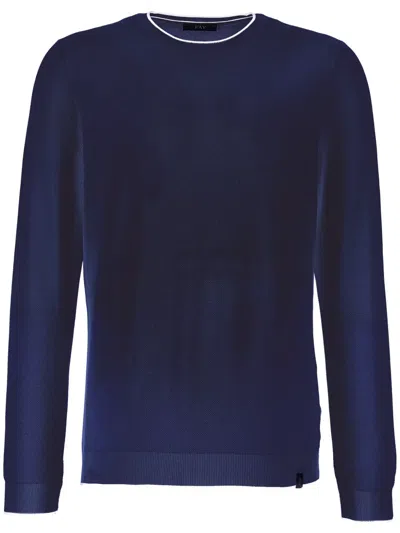 Fay Crew-neck Cotton Jumper In Blue