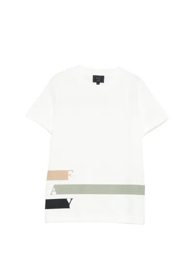 Fay Kids' Crew-neck Graphic T-shirt In White