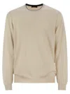 Fay Crew-neck Jumper In Shaved Cotton Knit In Neutral