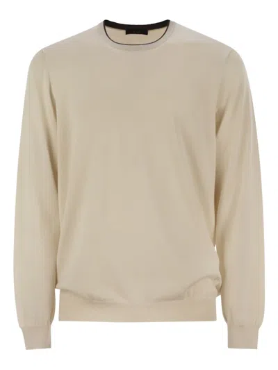 Fay Crew-neck Jumper In Shaved Cotton Knit In Neutral