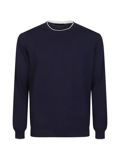 Fay Crew-neck Long-sleeve Sweater In Blue
