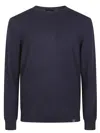 Fay Crew Neck Navy Virgin Wool Sweater With Iconic Logo In Blue