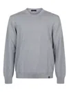 Fay Fine Wool Crew Neck Long Sleeve Sweater In Gray