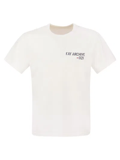 Fay Crew-neck T-shirt With Logo In White