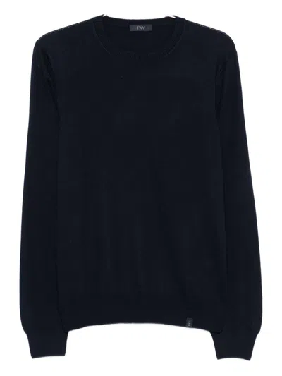 Fay Crew Neck Wool Sweater  In Blue