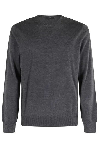 Fay Crew Neck Wool Sweater In Gray