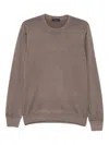 Fay Crew-neck Wool Sweater In Neutral
