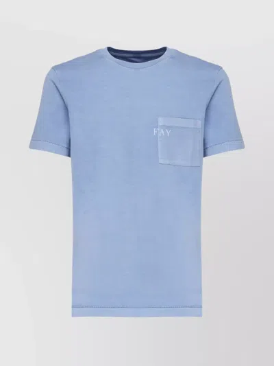Tシャツ・カットソー Fay SS25 FAY SHIRT (NCMA150258SXAI U806) Fay Crewneck T-shirt In Jersey In Blue | ModeSens