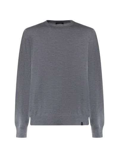 Fay Crew-neck Wool Sweater In Gray