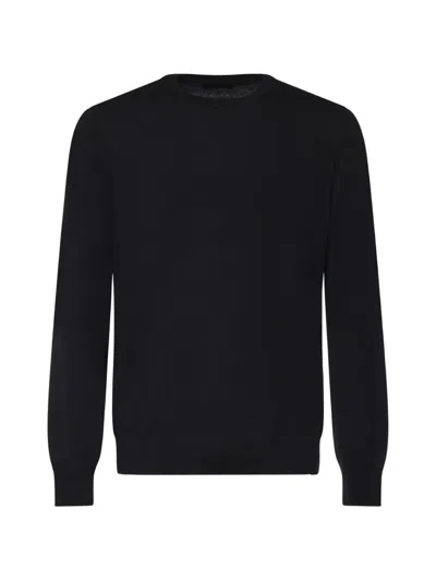 Fay Crew-neck Wool Sweater In Black