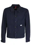 Fay Cropped Blue Cotton Gabardine Jacket In Blue