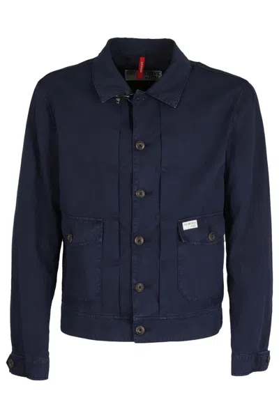 Fay Cropped Blue Cotton Gabardine Jacket