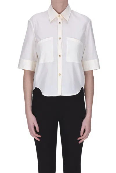 Fay Cropped Cotton Shirt In Cream
