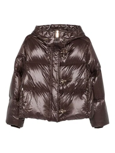 FAY CROPPED HOODED PUFFER JACKET WITH QUILTED DESIGN