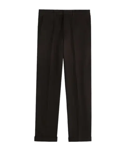 Fay Cuffed Cotton Trousers In Brown