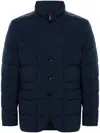 Fay Quilted Blue Jacket With High Collar In Dark Blue