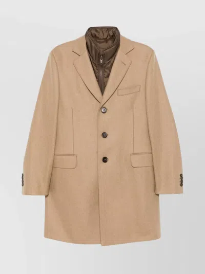 Fay Darted Silhouette Tailored Wool Coat In Neutrals