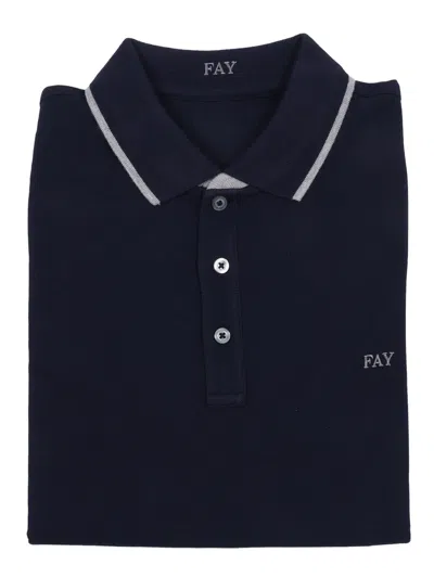 Fay Db Collar Piquet Polo In Black