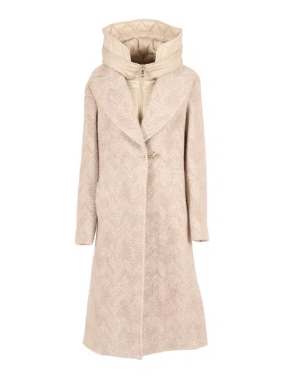 Fay Db Front Nylon Coat In Neutral