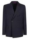 Fay Deconstructed Double-breasted Jacket In Blu Denim