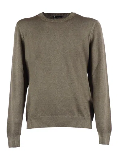 Fay Deep Blue Virgin Wool Crew Neck Sweater In Green