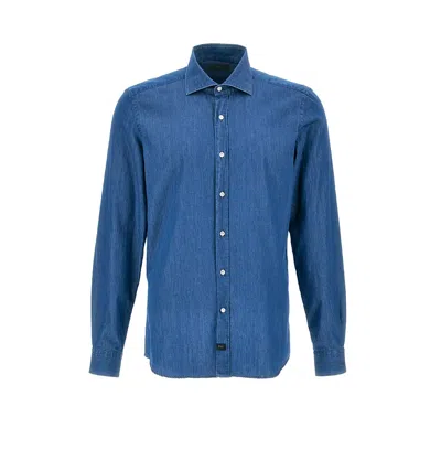 Fay Denim Effect Shirt In Blue