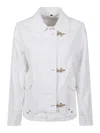 Fay Classic White Jacket With Collar And Gold-tone Hardware