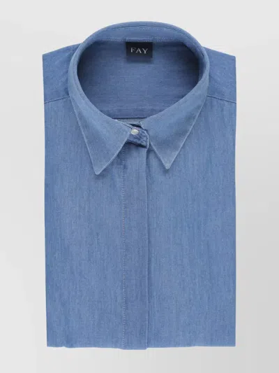 FAY DENIM SHIRT WITH BUTTON PLACKET AND COLLAR