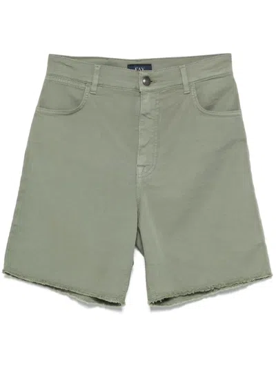 Fay Denim Shorts In Cotton With Logo Patch In Green